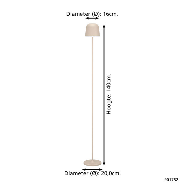 Eglo oplaadbare vloerlamp | Mannera | 2400+3000+4000K | Dimbaar | IP54 | Zandkleur LEG00768 - 8