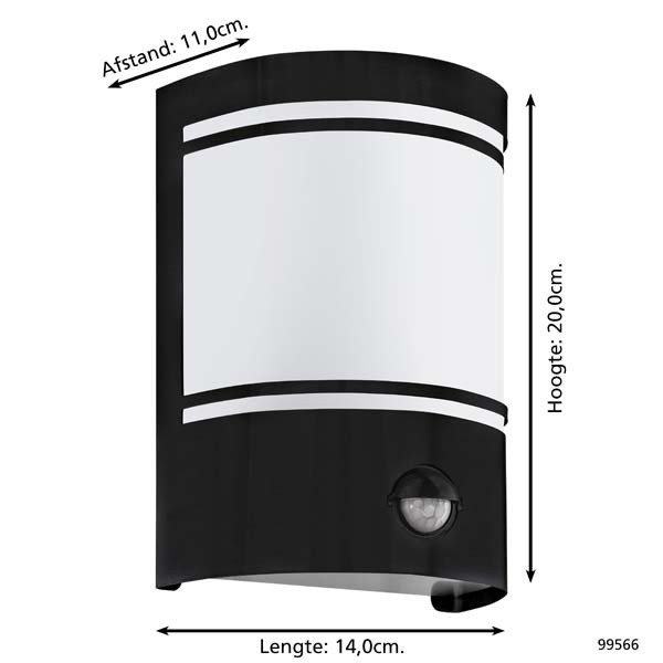 Eglo wandlamp met sensor E27 | Cerno | IP44 | Zwart LEG00785 - 4