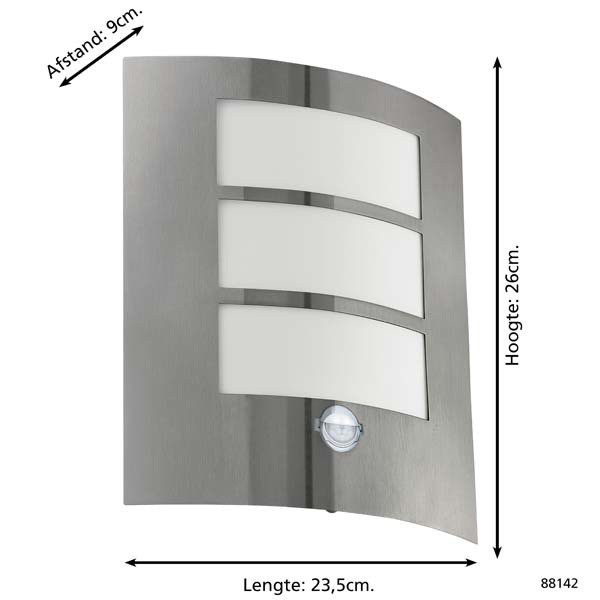 Eglo wandlamp met sensor E27 | City | IP44 | RVS LEG00793 - 4