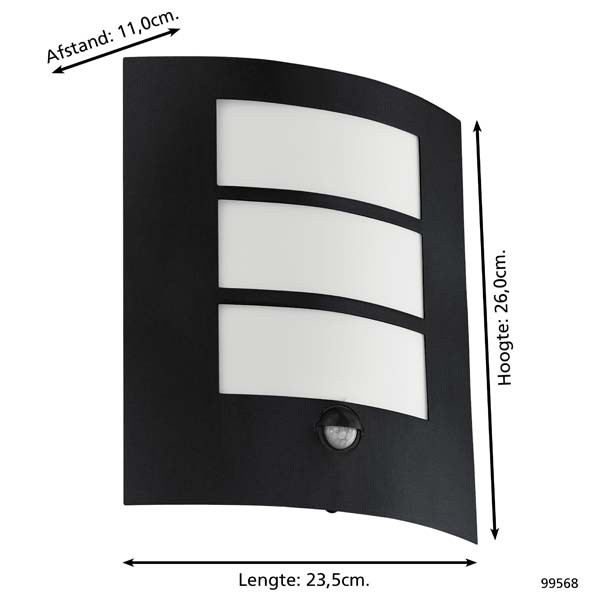 Eglo wandlamp met sensor E27 | City | IP44 | Zwart LEG00787 - 4