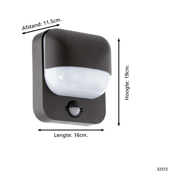 Eglo wandlamp met sensor E27 | Trabada | IP44 | Zwart LEG00782 - 4