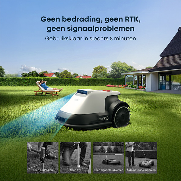 Eufy Robot Grasmaaier E15 Solo | Geschikt voor max. 800m2 | Exclusief garage LEU00110 - 9