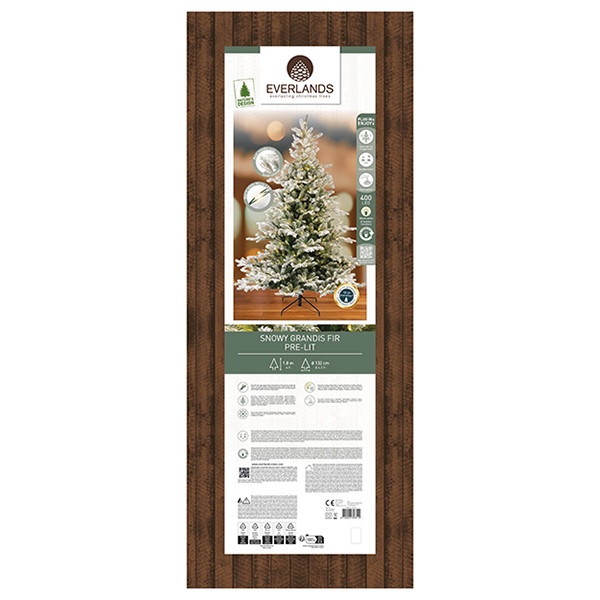 Kunstkerstboom 1.80 meter | Grandis Fir | Besneeuwd | 400 lampjes | 1564 tips | PVC/PE | Everlands LLU00550 - 7