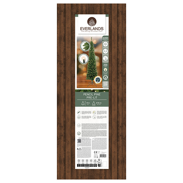 Kunstkerstboom 1.80 meter | Pencil Pine | 200 lampjes | 430 tips | PVC/PE | Everlands LLU00540 - 5
