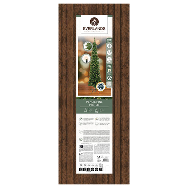 Kunstkerstboom 2.10 meter | Pencil Pine | 280 lampjes | 574 tips | PVC/PE | Everlands LLU00541 - 5