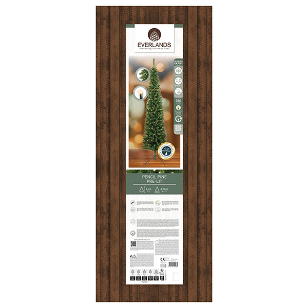Kunstkerstboom 2.40 meter | Pencil Pine | 380 lampjes | 748 tips | PVC/PE | Everlands LLU00542 - 5