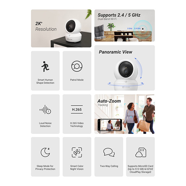 Ezviz H6C Camera | Full HD 1440p | 340° | Wit LEZ00039 - 5
