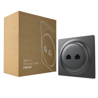 FIBARO Walli N Ethernet Outlet | Dubbele Ethernet aansluiting | Antraciet  LFI00072