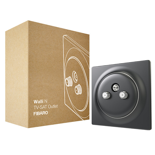 FIBARO Walli N TV-SAT Outlet | 2 SAT-aansluitingen en 1 TV-aansluiting | Antraciet  LFI00095 - 1