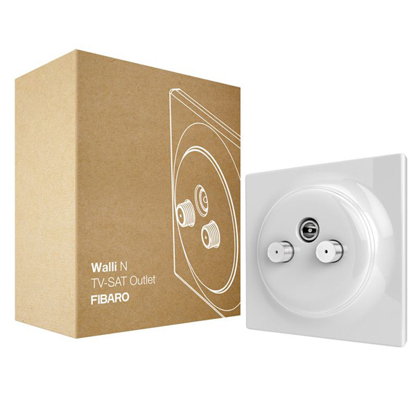 FIBARO Walli N TV-SAT Outlet | 2 SAT-aansluitingen en 1 TV-aansluiting | Wit  LFI00048 - 1