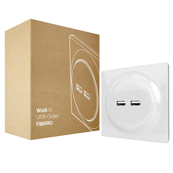 FIBARO Walli N USB Outlet | Dubbele USB aansluiting | Wit  LFI00045 - 1