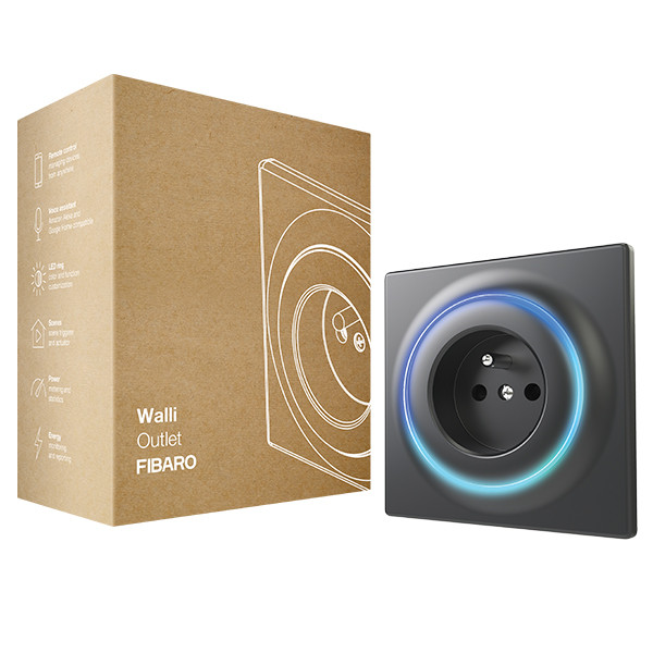 FIBARO Walli Outlet | Type E | Z-Wave Plus | Max. 3680W | Antraciet (BE/FR)  LFI00092 - 1