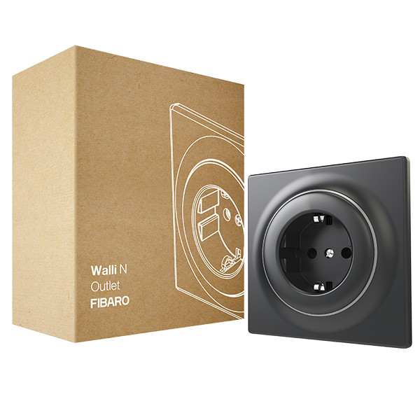 FIBARO Walli Outlet | Type F | Stopcontact | Max. 3680W | Antraciet (NL)  LFI00073 - 1