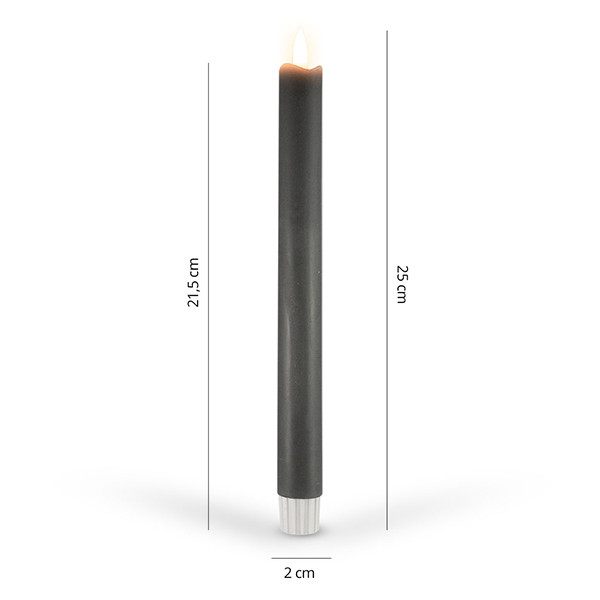 FlinQ Led kaars 2 x 25 cm | Antraciet | Bewegende vlam | 6 stuks LFL00030 - 6
