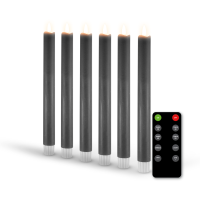 FlinQ Led kaars 2 x 25 cm | Antraciet | Bewegende vlam | 6 stuks LFL00030