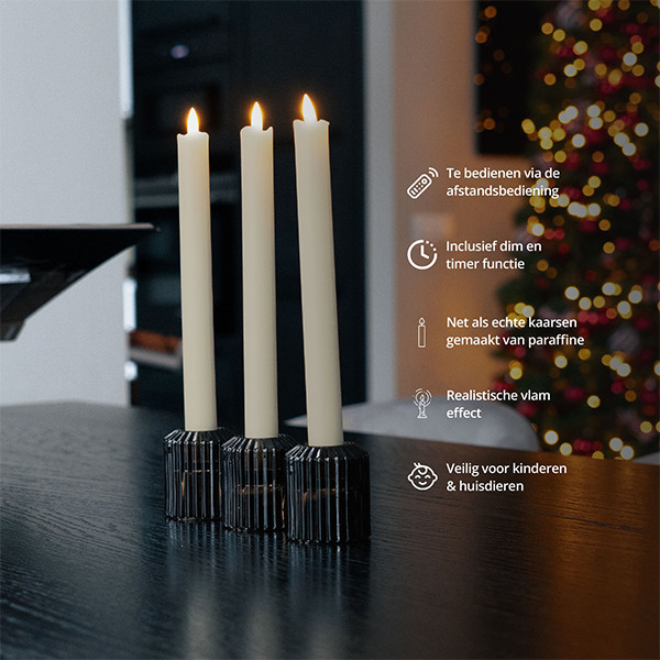 FlinQ Led kaars 2 x 25 cm | Taupe | Bewegende vlam | 6 stuks LFL00031 - 4