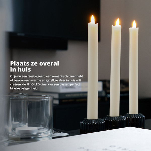 FlinQ Led kaars 2 x 25 cm | Taupe | Bewegende vlam | 6 stuks LFL00031 - 5