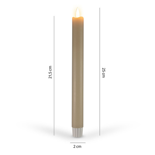 FlinQ Led kaars 2 x 25 cm | Taupe | Bewegende vlam | 6 stuks LFL00031 - 6