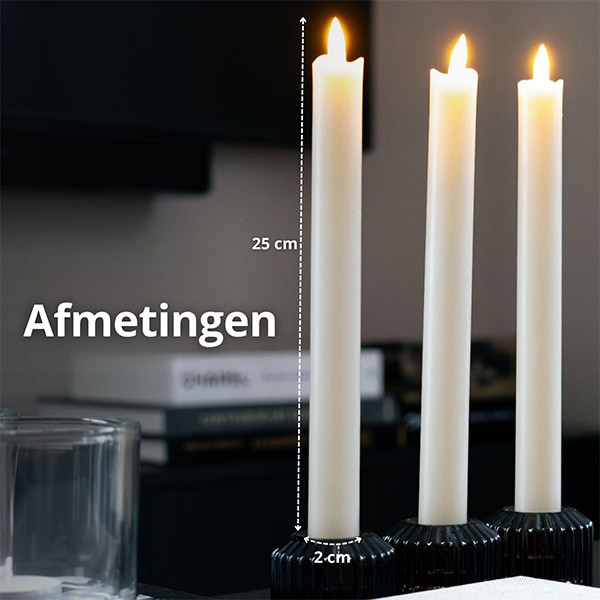 FlinQ Led kaars 2 x 25 cm | Wit | Bewegende vlam | 6 stuks LFL00029 - 2