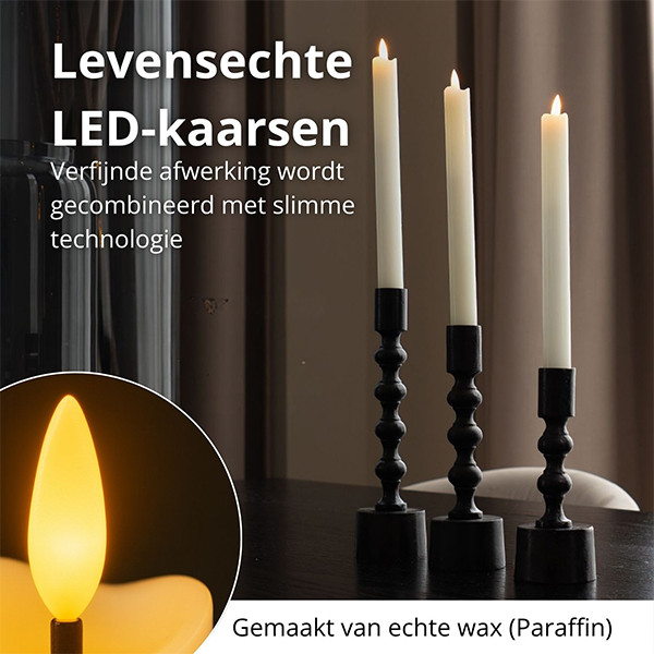 FlinQ Led kaars 2 x 25 cm | Wit | Bewegende vlam | 6 stuks LFL00029 - 3