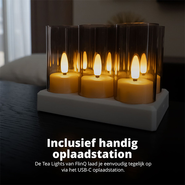 FlinQ Led kaars 5.5 x 4 cm | Wit | Bewegende vlam | 6 stuks LFL00021 - 4