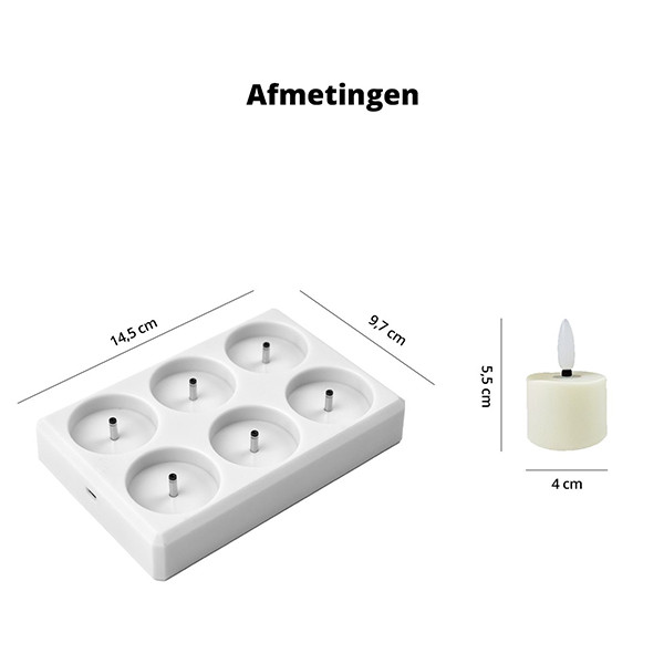 FlinQ Led kaars 5.5 x 4 cm | Wit | Bewegende vlam | 6 stuks LFL00021 - 9