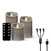 FlinQ Led kaars 7.5 x 10, 12.5, 15 cm | Antraciet | Bewegende vlam | 3 stuks LFL00024