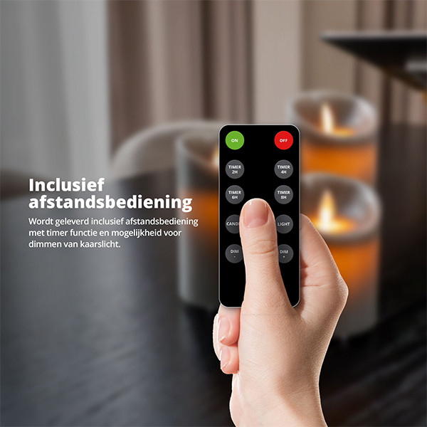 FlinQ Led kaars 7.5 x 10, 12.5, 15 cm | Antraciet | Bewegende vlam | 3 stuks LFL00024 - 6