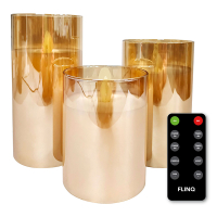 FlinQ Led kaars 7.5 x 10, 12.5, 15 cm | Goud | Bewegende vlam | 3 stuks LFL00028