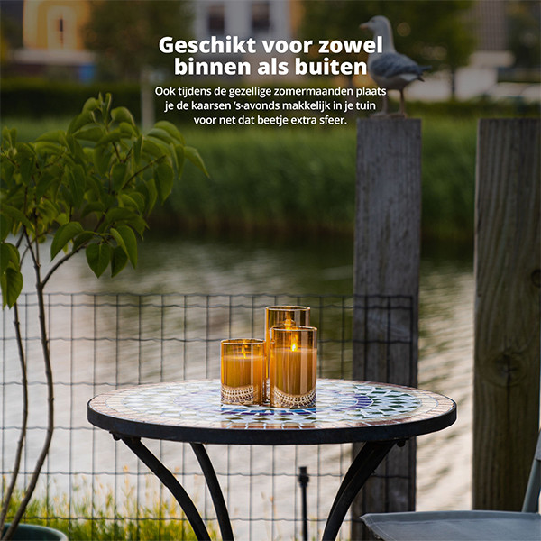 FlinQ Led kaars 7.5 x 10, 12.5, 15 cm | Goud | Bewegende vlam | 3 stuks LFL00028 - 3