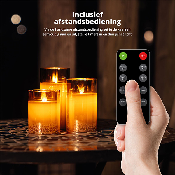 FlinQ Led kaars 7.5 x 10, 12.5, 15 cm | Goud | Bewegende vlam | 3 stuks LFL00028 - 4