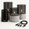 FlinQ Led kaars 7.5 x 10, 12.5, 15 cm | Steen | Bewegende vlam | 3 stuks LFL00032 - 1