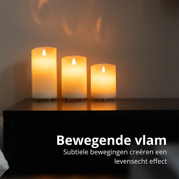 FlinQ Led kaars 7.5 x 10, 12.5, 15 cm | Taupe | Bewegende vlam | 3 stuks LFL00025 - 4