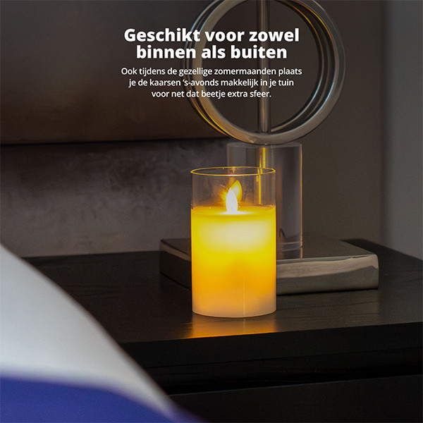 FlinQ Led kaars 7.5 x 10, 12.5, 15 cm | Transparant | Bewegende vlam | 3 stuks LFL00026 - 3
