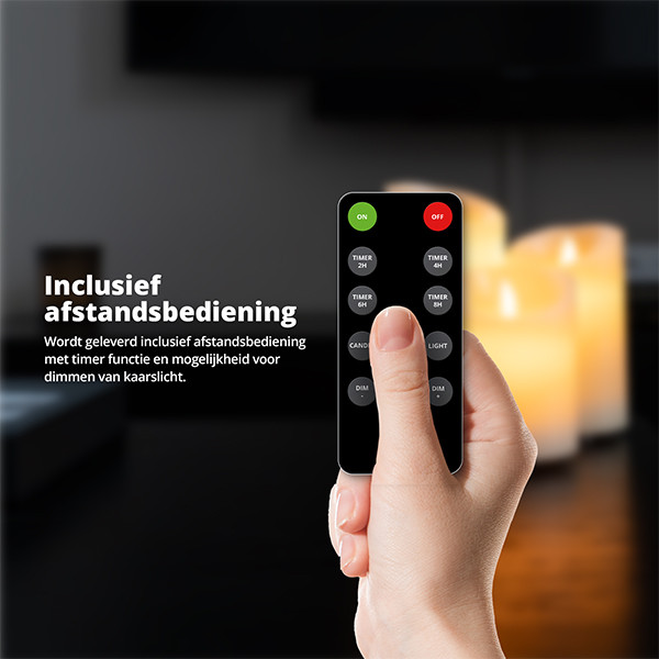 FlinQ Led kaars 7.5 x 10, 12.5, 15 cm | Wit | Bewegende vlam | 3 stuks LFL00023 - 6