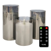 FlinQ Led kaars 7.5 x 10, 12.5, 15 cm | Zilver | Bewegende vlam | 3 stuks LFL00027 - 1