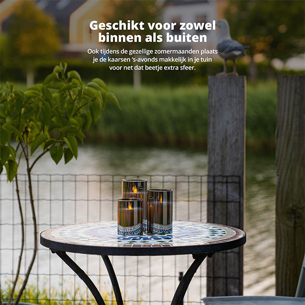 FlinQ Led kaars 7.5 x 10, 12.5, 15 cm | Zilver | Bewegende vlam | 3 stuks LFL00027 - 3