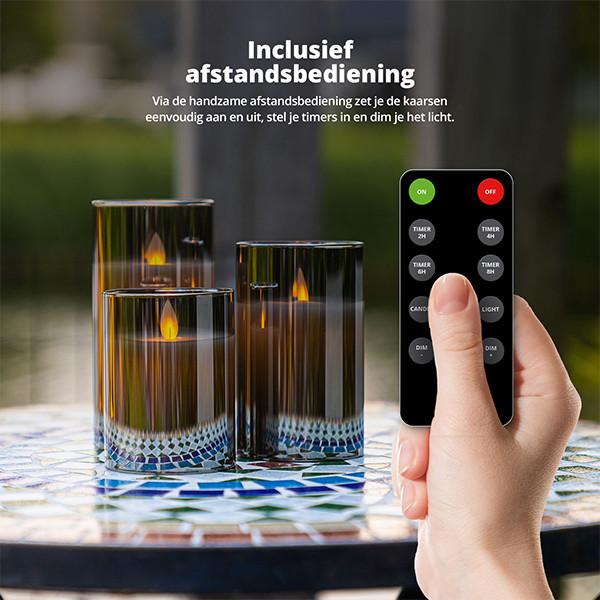FlinQ Led kaars 7.5 x 10, 12.5, 15 cm | Zilver | Bewegende vlam | 3 stuks LFL00027 - 4