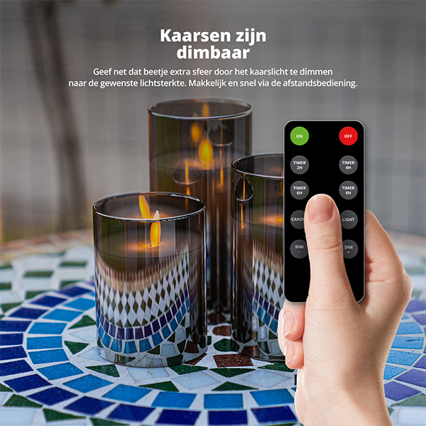 FlinQ Led kaars 7.5 x 10, 12.5, 15 cm | Zilver | Bewegende vlam | 3 stuks LFL00027 - 5