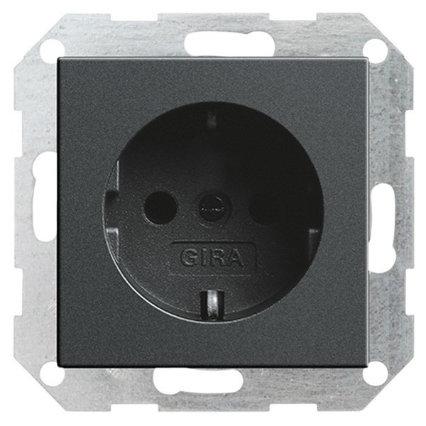 Gira wandcontactdoos met randaarde antraciet  LGI00028 - 1