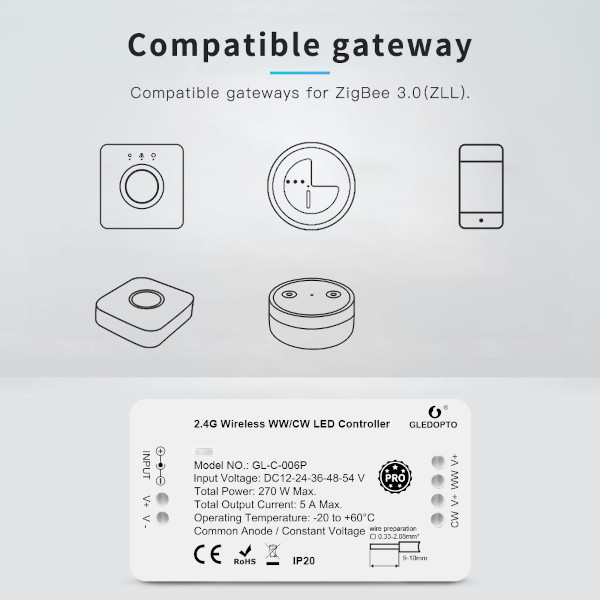 Gledopto Zigbee led strip controller CCT | Werkt met Philips Hue | Gledopto  LDR07211 - 4