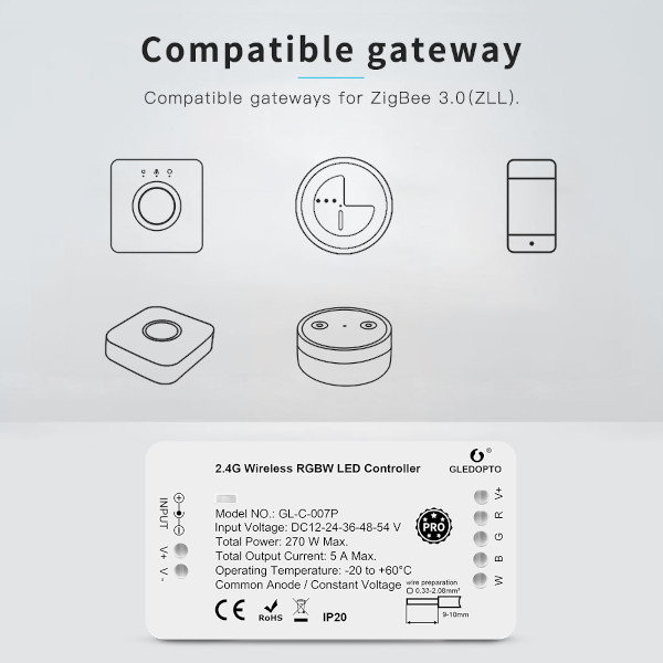 Gledopto Zigbee led strip controller RGB(W) | Werkt met Philips Hue | Gledopto  LDR07210 - 4