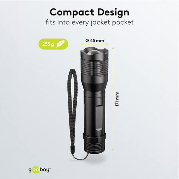 LED zaklamp op batterijen | AAA | 1500 lumen | 300 meter | IPx7 | Zwart LDR03667 - 3