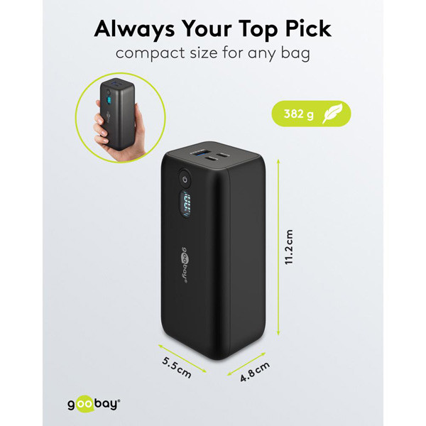 Laptop Powerbank | 20.000 mAh | 2x USB-C, 1x USB-A | Power Delivery | Zwart LDR03683 - 4