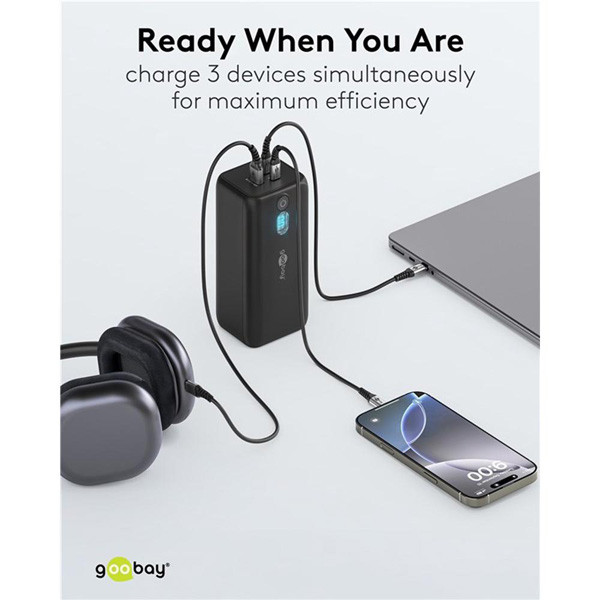 Laptop Powerbank | 20.000 mAh | 2x USB-C, 1x USB-A | Power Delivery | Zwart LDR03683 - 5