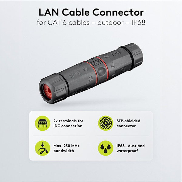 Netwerk koppelstuk voor buiten | CAT6 S/FTP | IP68 | Zwart LDR03670 - 2