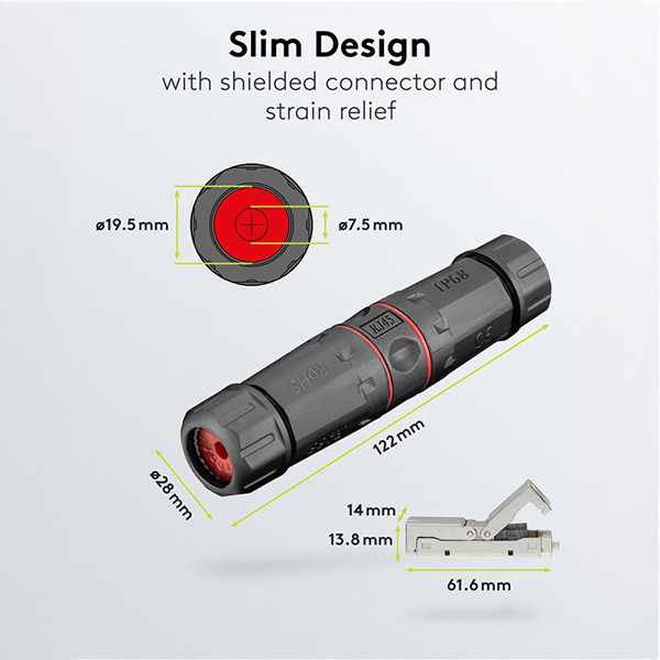 Netwerk koppelstuk voor buiten | CAT6 S/FTP | IP68 | Zwart LDR03670 - 3