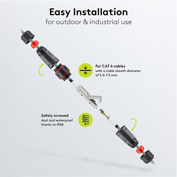 Netwerk koppelstuk voor buiten | CAT6 S/FTP | IP68 | Zwart LDR03670 - 5