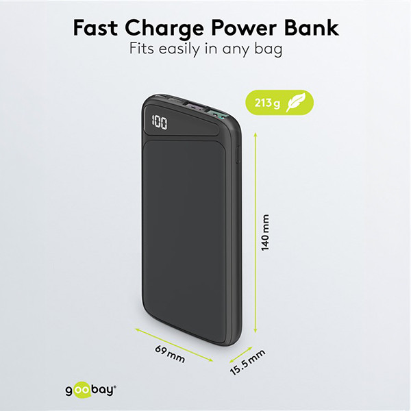 Powerbank | 10.000 mAh | 2x USB-A, 1x USB-C | Power Delivery | Max. 18W | Zwart LDR03652 - 4