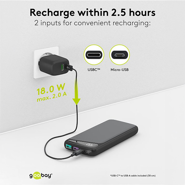 Powerbank | 10.000 mAh | 2x USB-A, 1x USB-C | Power Delivery | Max. 18W | Zwart LDR03652 - 7